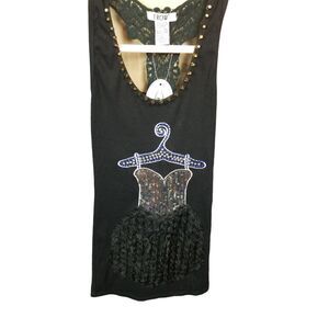 Erow Black Embellished Fun Racerback Tank NWT Size Small